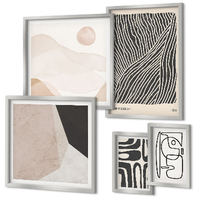 Conjunto de 5 quadros decorativos Padrões abstratos minimalistas da Terra