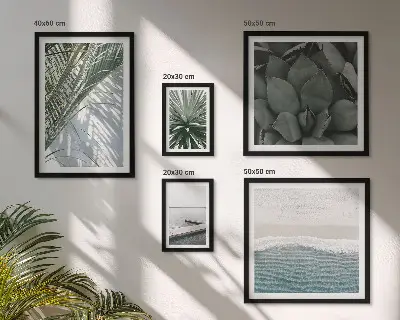 Galeria de quadros para parede com plantas tropicais e o mar