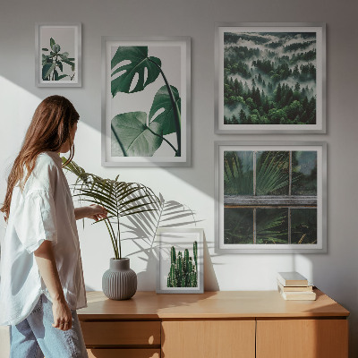 Conjunto de 5 quadros com moldura Inspirações botânicas dos trópicos