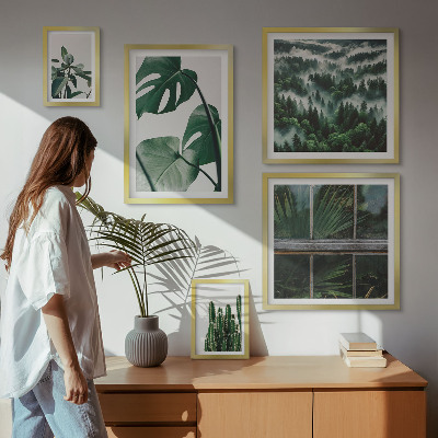 Conjunto de 5 quadros com moldura Inspirações botânicas dos trópicos