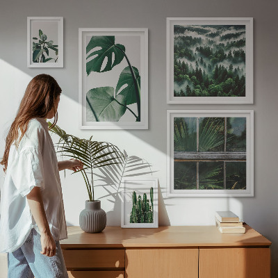 Conjunto de 5 quadros com moldura Inspirações botânicas dos trópicos