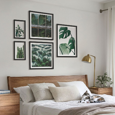 Conjunto de 5 quadros com moldura Inspirações botânicas dos trópicos
