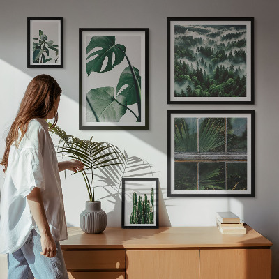 Conjunto de 5 quadros com moldura Inspirações botânicas dos trópicos