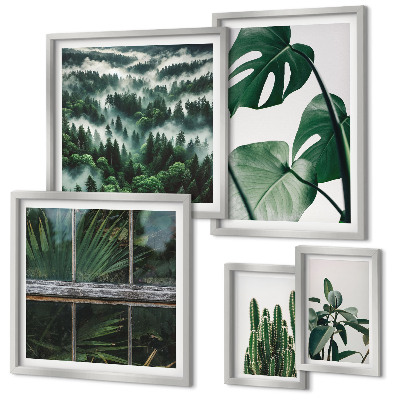 Conjunto de 5 quadros com moldura Inspirações botânicas dos trópicos