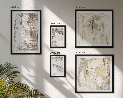 Conjunto de 5 quadros com moldura Composições neutras abstratas