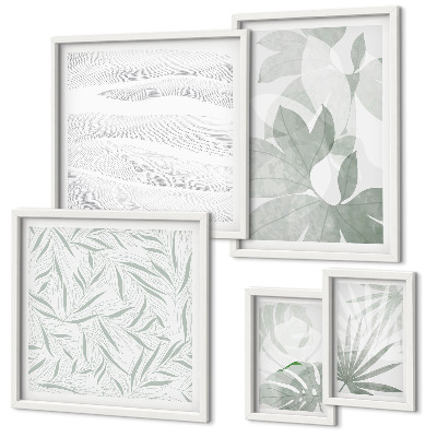 Conjunto de 5 quadros decorativos motivos de vegetação