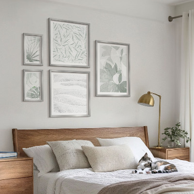 Conjunto de 5 quadros decorativos motivos de vegetação