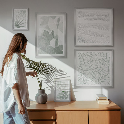 Conjunto de 5 quadros decorativos motivos de vegetação