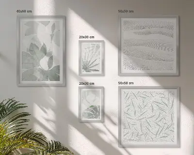 Conjunto de 5 quadros decorativos com motivos de vegetação