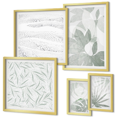 Conjunto de 5 quadros decorativos motivos de vegetação