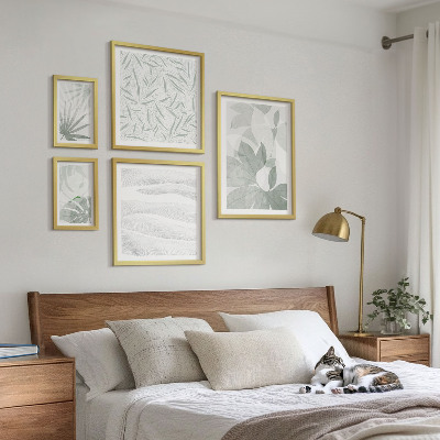 Conjunto de 5 quadros decorativos motivos de vegetação