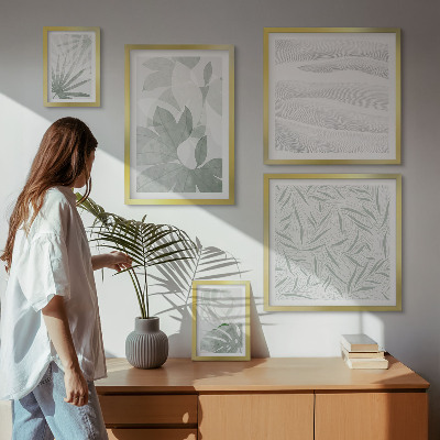 Conjunto de 5 quadros decorativos motivos de vegetação