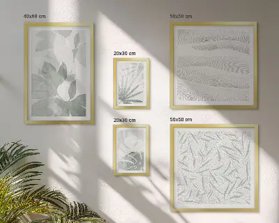 Conjunto de 5 quadros decorativos com motivos de vegetação