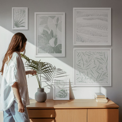 Conjunto de 5 quadros decorativos motivos de vegetação