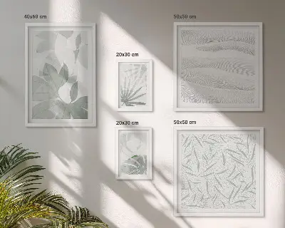 Conjunto de 5 quadros decorativos com motivos de vegetação