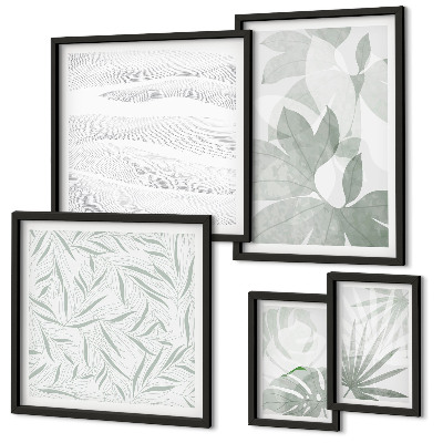 Conjunto de 5 quadros decorativos motivos de vegetação