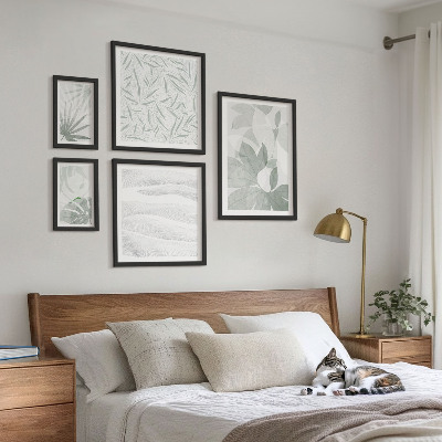 Conjunto de 5 quadros decorativos motivos de vegetação