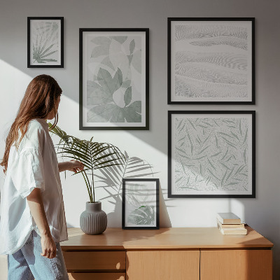 Conjunto de 5 quadros decorativos motivos de vegetação