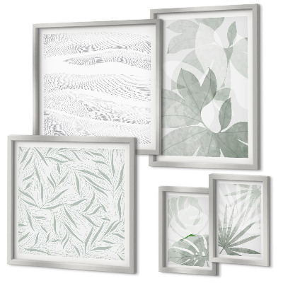 Conjunto de 5 quadros decorativos motivos de vegetação