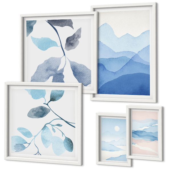 Parede galeria de quadros Natureza azul minimalista