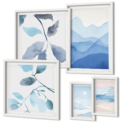 Parede galeria de quadros Natureza azul minimalista