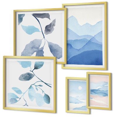 Parede galeria de quadros Natureza azul minimalista