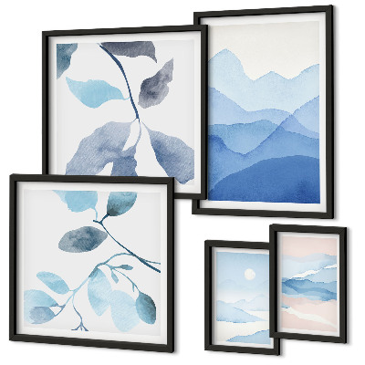 Parede galeria de quadros Natureza azul minimalista