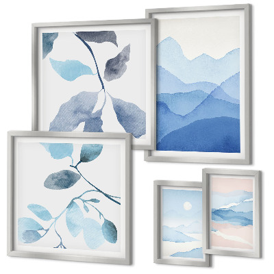 Parede galeria de quadros Natureza azul minimalista