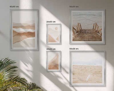 Conjunto de 5 quadros com moldura Praias e montanhas minimalistas