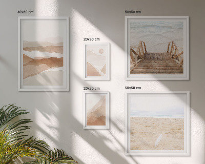 Conjunto de 5 quadros com moldura Praias e montanhas minimalistas