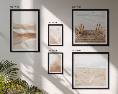 Conjunto de 5 quadros com moldura Praias e montanhas minimalistas