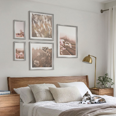 Conjunto de 5 quadros decorativos Motivos florais de natureza delicada