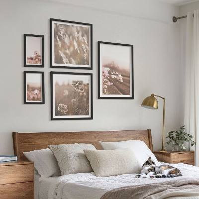 Conjunto de 5 quadros decorativos Motivos florais de natureza delicada