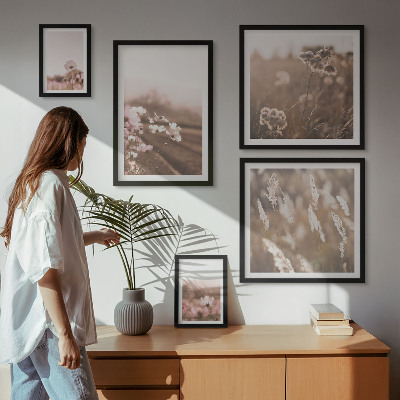 Conjunto de 5 quadros decorativos Motivos florais de natureza delicada