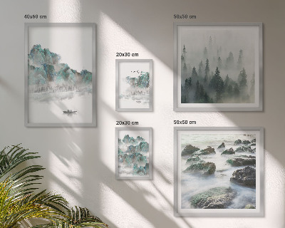 Conjunto de 5 quadros com moldura Paisagens tranquilas com água