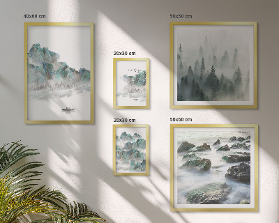 Conjunto de 5 quadros com moldura Paisagens tranquilas com água