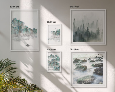 Conjunto de 5 quadros com moldura Paisagens tranquilas com água