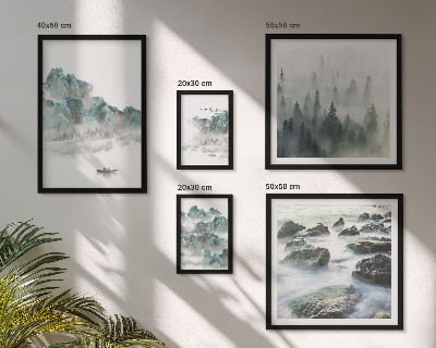 Conjunto de 5 quadros com moldura Paisagens tranquilas com água