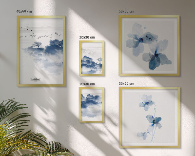 Conjunto de 5 quadros decorativos Paisagens, flores, água, paz