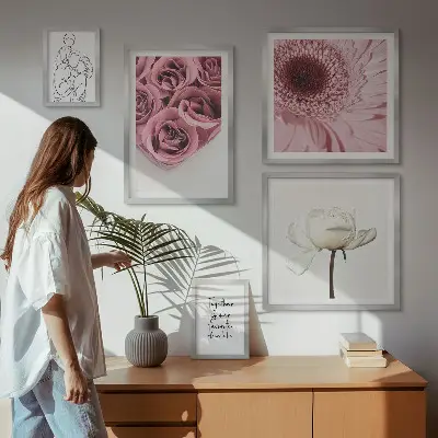 Galeria de quadros para parede com inspirações florais estilo boho