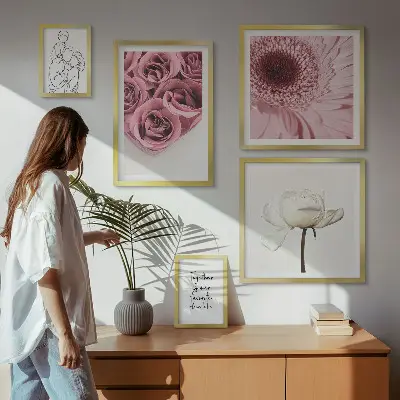 Galeria de quadros para parede com inspirações florais estilo boho