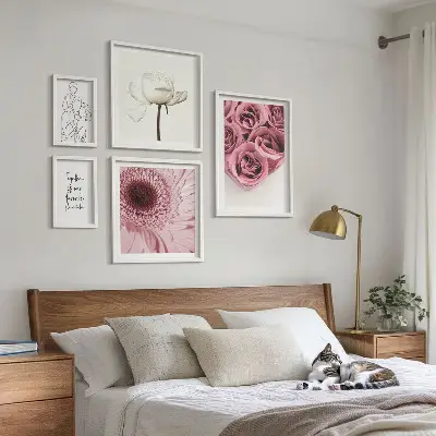 Galeria de quadros para parede com inspirações florais estilo boho