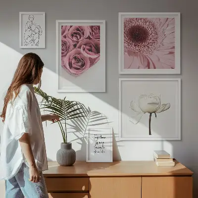 Galeria de quadros para parede com inspirações florais estilo boho