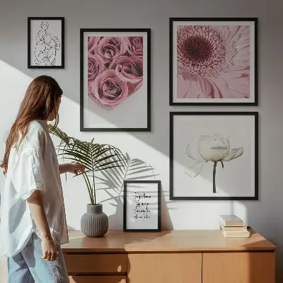 Galeria de quadros para parede com inspirações florais estilo boho