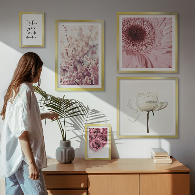 Conjunto de 5 quadros com moldura Detalhes florais românticos