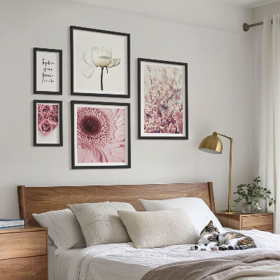 Conjunto de 5 quadros com moldura Detalhes florais românticos