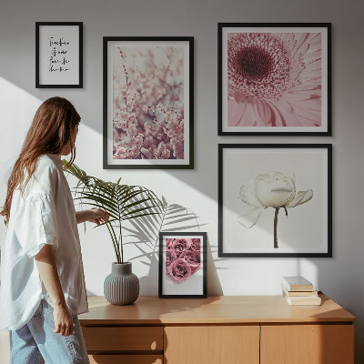 Conjunto de 5 quadros com moldura Detalhes florais românticos