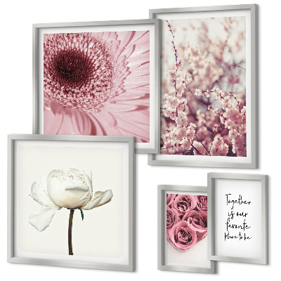 Conjunto de 5 quadros com moldura Detalhes florais românticos