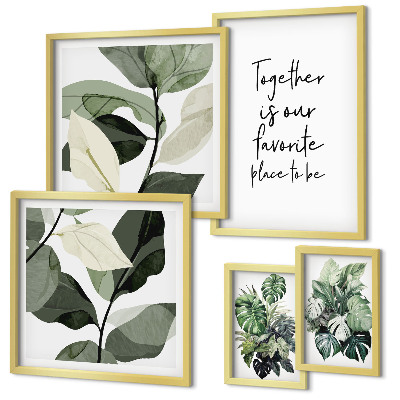Conjunto de 5 quadros decorativos Inspirações modernas de plantas