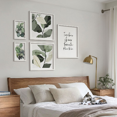 Conjunto de 5 quadros decorativos Inspirações modernas de plantas